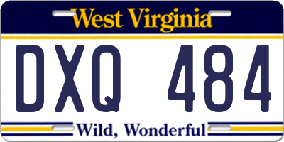 WV license plate DXQ484