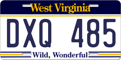 WV license plate DXQ485