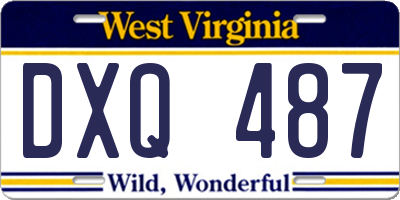 WV license plate DXQ487