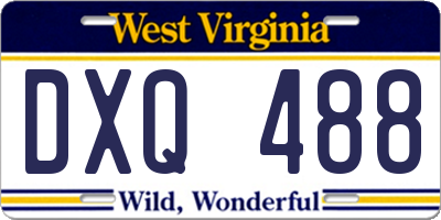 WV license plate DXQ488