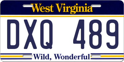 WV license plate DXQ489