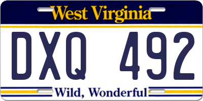WV license plate DXQ492