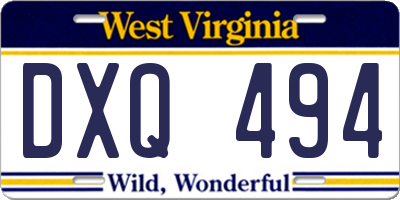 WV license plate DXQ494