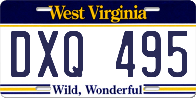 WV license plate DXQ495