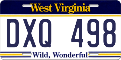 WV license plate DXQ498