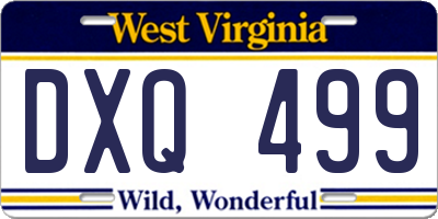 WV license plate DXQ499