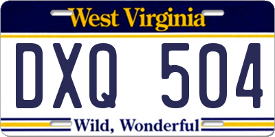WV license plate DXQ504