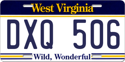 WV license plate DXQ506