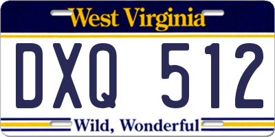WV license plate DXQ512