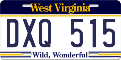 WV license plate DXQ515