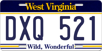 WV license plate DXQ521