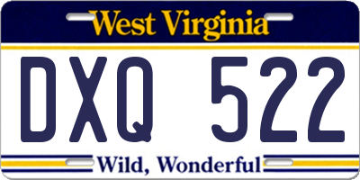 WV license plate DXQ522