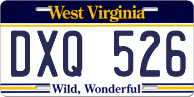 WV license plate DXQ526