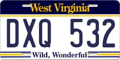 WV license plate DXQ532