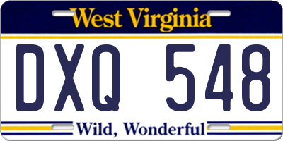 WV license plate DXQ548