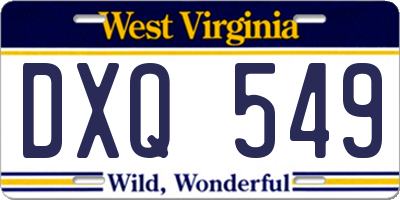 WV license plate DXQ549