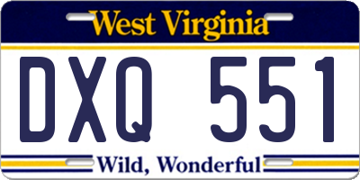 WV license plate DXQ551