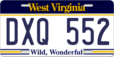 WV license plate DXQ552