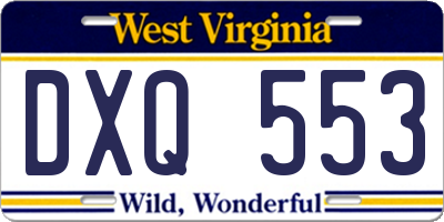 WV license plate DXQ553