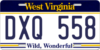 WV license plate DXQ558