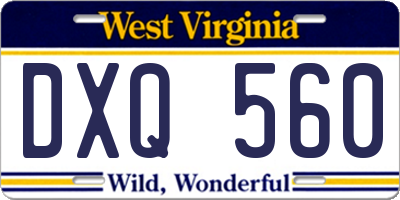 WV license plate DXQ560