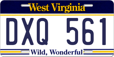 WV license plate DXQ561