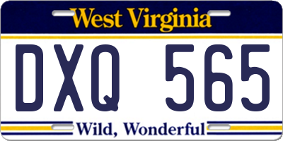 WV license plate DXQ565
