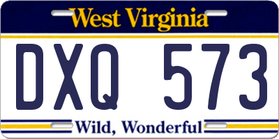 WV license plate DXQ573