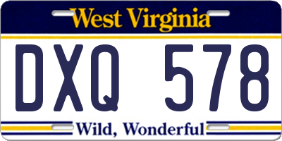 WV license plate DXQ578