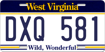 WV license plate DXQ581