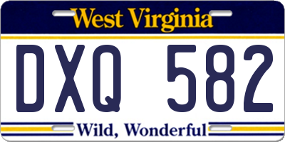 WV license plate DXQ582