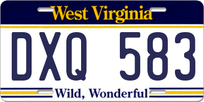 WV license plate DXQ583