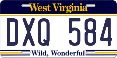 WV license plate DXQ584