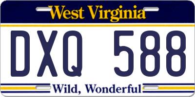 WV license plate DXQ588