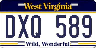 WV license plate DXQ589