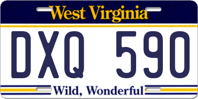 WV license plate DXQ590