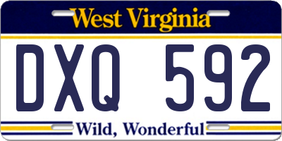WV license plate DXQ592