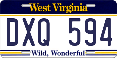 WV license plate DXQ594