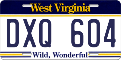 WV license plate DXQ604