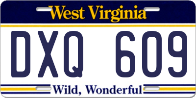 WV license plate DXQ609