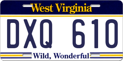 WV license plate DXQ610