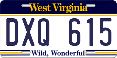 WV license plate DXQ615