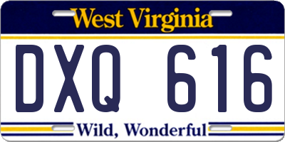WV license plate DXQ616