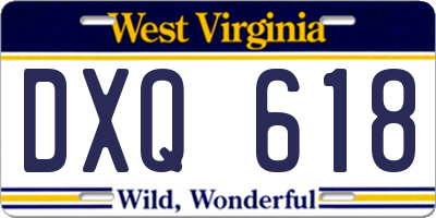 WV license plate DXQ618