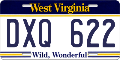 WV license plate DXQ622