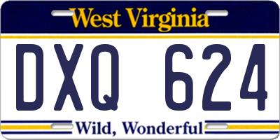 WV license plate DXQ624