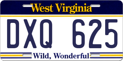 WV license plate DXQ625