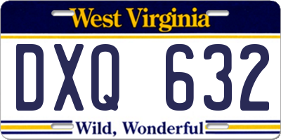 WV license plate DXQ632