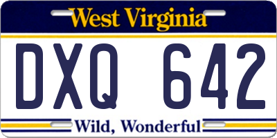 WV license plate DXQ642