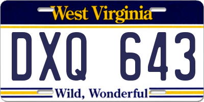 WV license plate DXQ643